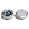 Beach Foam Wave Pill Case with 3 Compartment Exquisite Travel Pill Organizer Portable Round Pill Box Mini Pill Container Metal Vitamin Medicine Container for Man&Women view 3