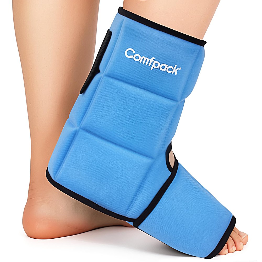 Comfpack Ankle Foot Ice Pack Wrap for Sprained Ankle/Surgery Recovery, 30% More Gel Cold Compression Therapy with Sectional Design for Plantar Fasciitis, Swelling, Achilles Tendonitis, FSA Eligible