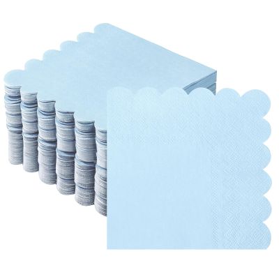 100 Pcs Cocktail Napkins, 2-Ply Scalloped Paper Napkins 5 x 5 Inches, Disposable Beverage Dessert Napkins for Wedding, Birthday, Dinner, Party, Baby Shower Anniversary