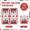 100Pcs Horse Racing Paper Napkins Run for the Roses Race Theme Party Supplies Horse Theme Party Supplies for Racing Birthday Derby Decorations view 2