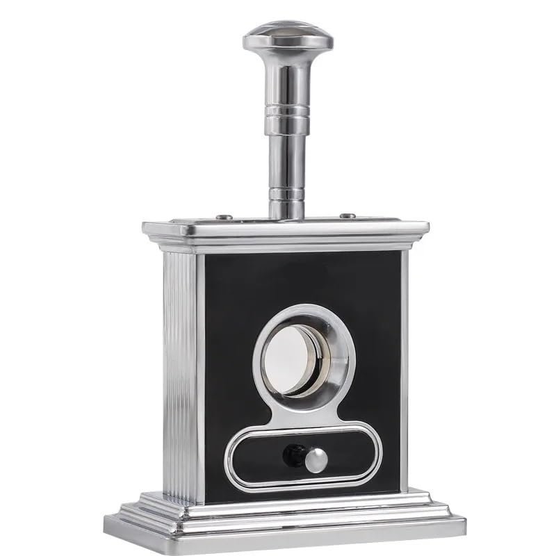 AHGDDA Cigar Cutter Pedestal Desktop Set - Stainless Steel Vertical Guillotine Design, Manual Tabletop Hole Puncher Home Office Accessory(C)