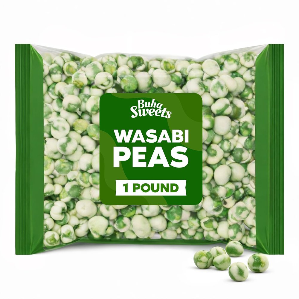 Wasabi Peas 1 Pound Bulk - Crunchy Roasted Green Peas with Bold Wasabi Flavor, Spicy Savory Snack, Asian-Inspired Snack Mix Ingredient