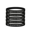 5 Pack-Do Not Resuscitate Medical Alert Silicone Bracelet 8mm Silicone Rubber Emergency Waterproof Sport Thin Wristband,7.5",Black view 1