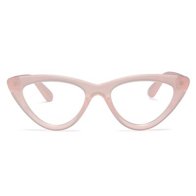 2SeeLife Premium Cat Eye TR-90 Reading Glasses for Women NarrowMedium Fit, Sturdy Frame, Spring Hinges, Stylish Readers, Clear Pink, +1.25