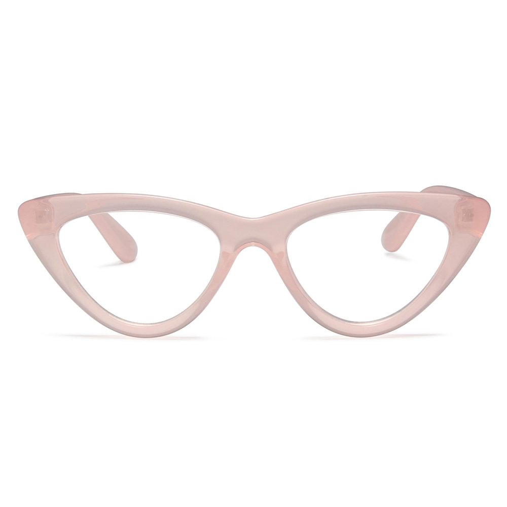 2SeeLife Premium Cat Eye TR-90 Reading Glasses for Women NarrowMedium Fit, Sturdy Frame, Spring Hinges, Stylish Readers, Clear Pink, +1.25