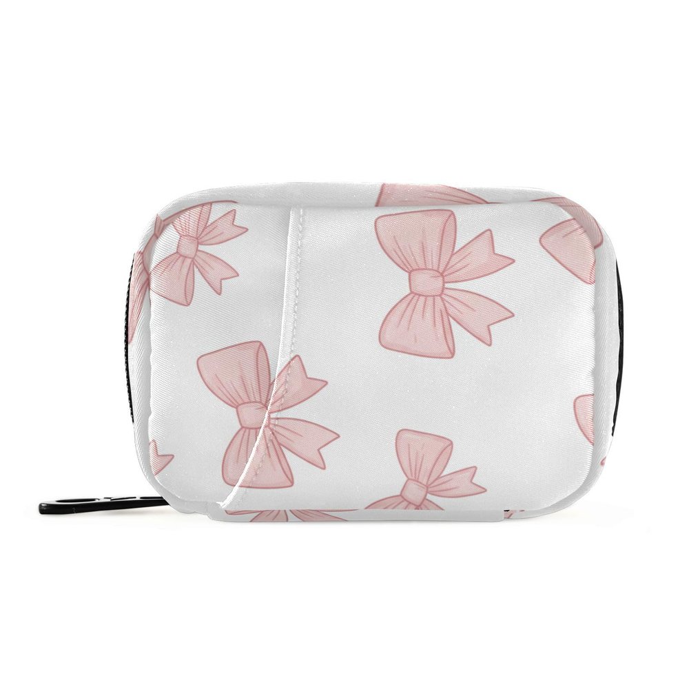 Bolaz Weekly Medicine Pill Organizer Travel Pill Case Box Holder Container Small for Vitamin Supplement-Coquette Bows Cute Pink