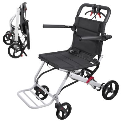 Lightweight Foldable Transport Wheelchair for Adults, 18.1 Wide Seat (Upgraded from 15), Easy Folding, Travel-Friendly Design
