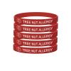 5 Pack-Tree Nut Allergy Medical Alert Silicone Bracelet 8mm Silicone Rubber Emergency Waterproof Sport Thin Wristband,7.5",Red view 1