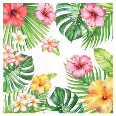 100 Pcs Tropical Hibiscus Paper Napkins 6.5 Inch Hawaiian Luau Party Napkins Disposable Floral Greenery Palm Leaf Napkin for Aloha Jungle Summer BBQ Pool Beach Wedding Bridal Shower