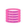 5 Pack-Type 2 Diabetes Medical Alert Silicone Bracelet 8mm Silicone Rubber Emergency Waterproof Sport Thin Wristband,7.5",Rose Pink view 1