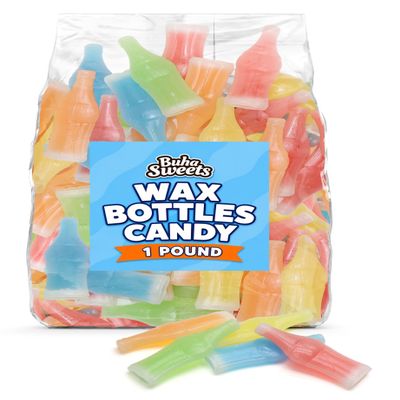 Wax Bottles Candy 1 lb Bulk Bag - Classic Wax Soda Bottles with Sweet Juice Center, Assorted Flavors, Retro Candy Treat