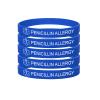 5 Pack-Penicillin Allergy Medical Alert Silicone Bracelet 8mm Silicone Rubber Emergency Waterproof Sport Thin Wristband,7.5",Blue view 1
