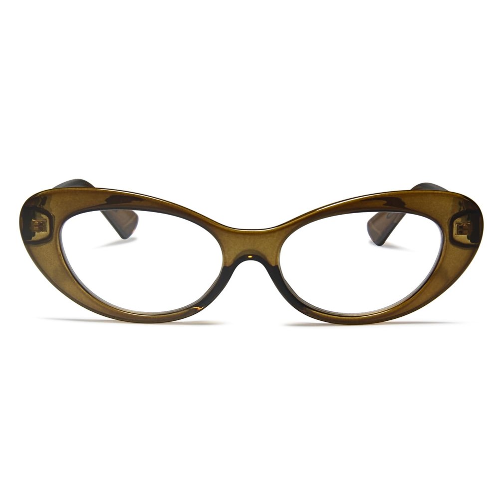 2SeeLife Oversized Cat Eye Reading Glasses for Women Medium-Large Fit, Sturdy Frame, Spring Hinges, Premium Cateye Readers, Green Olive, +1.25