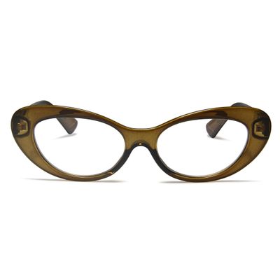 2SeeLife Oversized Cat Eye Reading Glasses for Women Medium-Large Fit, Sturdy Frame, Spring Hinges, Premium Cateye Readers, Green Olive, +1.50