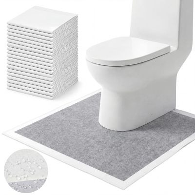 ForraFun 20 Pack Disposable Toilet Mats U Shaped Toilet Mat Absorbent Toilets Floor Protector Toilets Floor Protector from Urine for Potty Training, Anti Urine Commode Mat for Children (Gray)