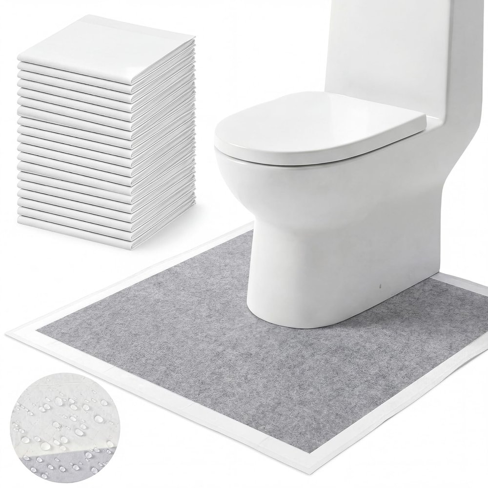 ForraFun 20 Pack Disposable Toilet Mats U Shaped Toilet Mat Absorbent Toilets Floor Protector Toilets Floor Protector from Urine for Potty Training, Anti Urine Commode Mat for Children (Gray)