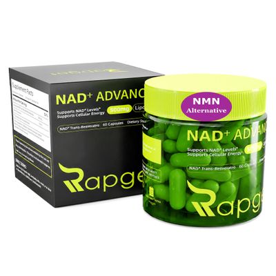 RAPGET Liposomal NAD Supplement + Resveratrol NMN Supplement Alternative High Purity NAD + Supplement for Energy - Support Cellular Health - 60 Capsules