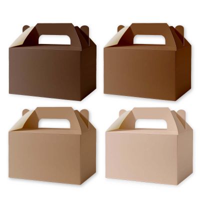RVEAFA 24 Pack Rustic Brown Gable Boxes - Earth Tone Party Favor Boxes, Ideal for Rustic Wedding Favors, Easter, Vintage Birthday, Baby Shower & Autumn Theme Party, Treat Box for Candy, Cookies & Gifts