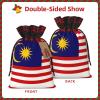 TBABMDPDM Malaysia Flag Print Christmas Santa Sack,linen Gift Bag with Drawstring,for Xmas Party Package Storage view 3