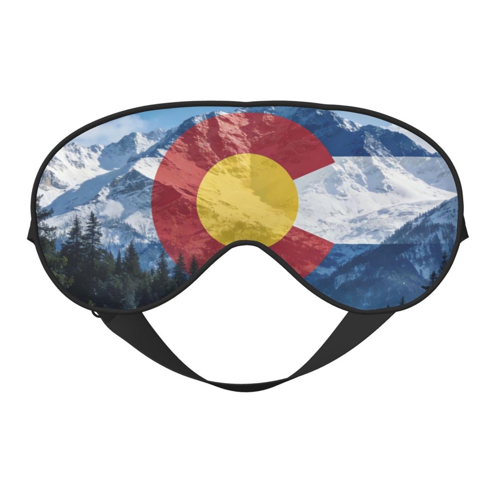 VAFZASC Soft Smooth Sleeping Eye Mask Colorado Mountain Flag, Unisex Light Blockout Blindfold with Adjustable Strap for Night Sleep