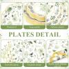 Pickmesh 194 Pcs Spring Floral Party Decoration for 24 Guest, Sage Green Paper Plates and Napkins Cups Tablecloth Cutlery Tea Party Tableware for Bridal Shower Wedding Garden Women Birthday Supplies view 2
