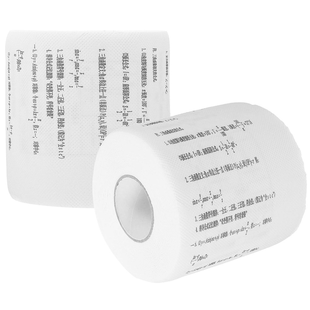 PLAFOPE Mathematical Formula Toilet Paper Roll Set, 2 Rolls Creative Printed Tissue with Fun Math Patterns, Bathroom Toilet Tissue Paper for Middle and High School Students, Novelty