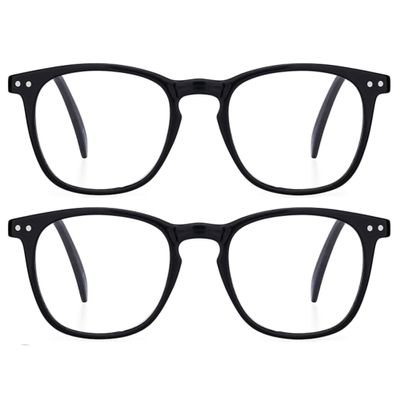 grinderPUNCH High Magnification Strong Power Readers Glasses | Available in +4.00 +4.50 +5.00 +6.00 | (2 Pack Black, 5.00)