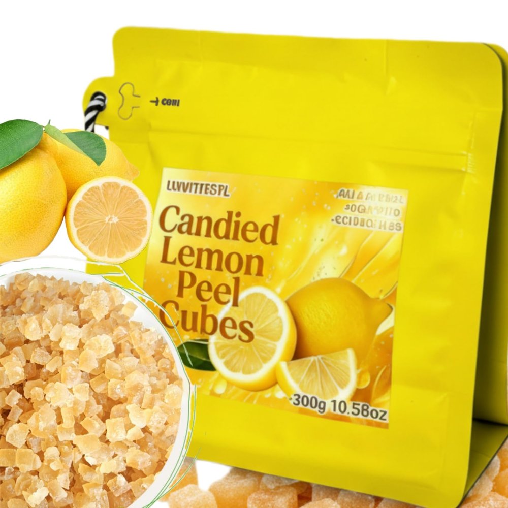 Candied Lemon Peel Diced | Ready-to-Eat | 10.58oz Bag for Baking, Cooking & Snacks | Natural Ingredients, Bright Citrus Flavor | Great for Desserts, Garnish & Holiday Recipes