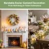 5.9FT Garland with 40 LED Lights for Mantle Lighted Garlands Decor Pastel Spring Lambs Ear Garland with Flower Artificial Window Floral Light Wreath Decorations for Home Indoor view 4