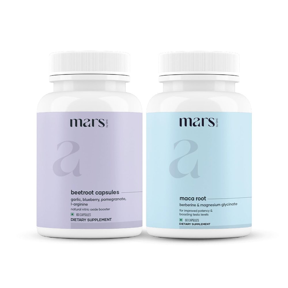 mars by GHC BeetMax Combo | Beetroot Nitric Oxide & Maca Root 120 Capsules | Circulation & Vitality, with Beetroot Extract | Pack of 1