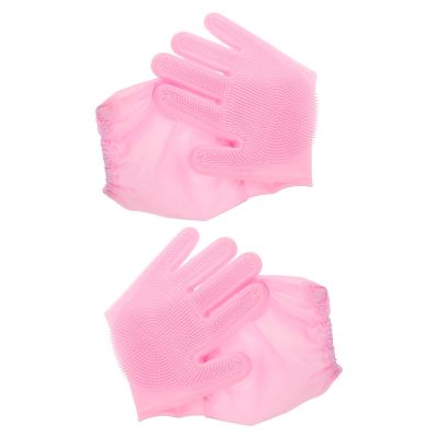 VICASKY Long Reusable Dishwashing Gloves for Women, Extended Pink Kitchen Gloves with Heat Resistance and Multi-purpose Use for Household Cleaning, Pet Bathing, and Dishwashing