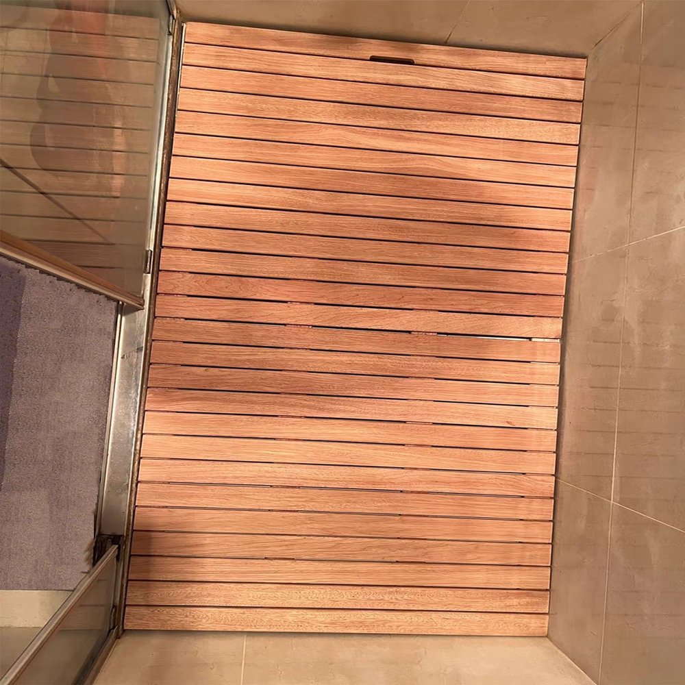 12 12 20 24 24 36 36 48 in Rectangular Home Wooden Bathroom Mat, Hardwood Shower Mats for Jacuzzi/Spa, Anti-Slip Timber Shower Mats(W 34 in L 44 in)