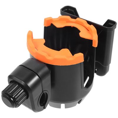 BUTIFULSIC Walker and Stroller Cup Holder for Elderly Mobility Aids, Bike and Wheelchair Cup Stand with Phone Slot, Black and Orange, Compatible with Scooters and Rollators for Travel