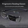 High Hardness Anti Blue Light Intelligent Zoom Auto Zoom Dual Focus Multi-focal Adjustable Reading Glasses for Far and Near (Black*2,+2.0) view 2