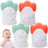 2 Pairs Teething Mittens, Adjustable Food Grade Silicone Baby Teething Mitten Built-in Phonic Membranc, Sensory Stimulating Glove for 3-6 Months Baby view 1