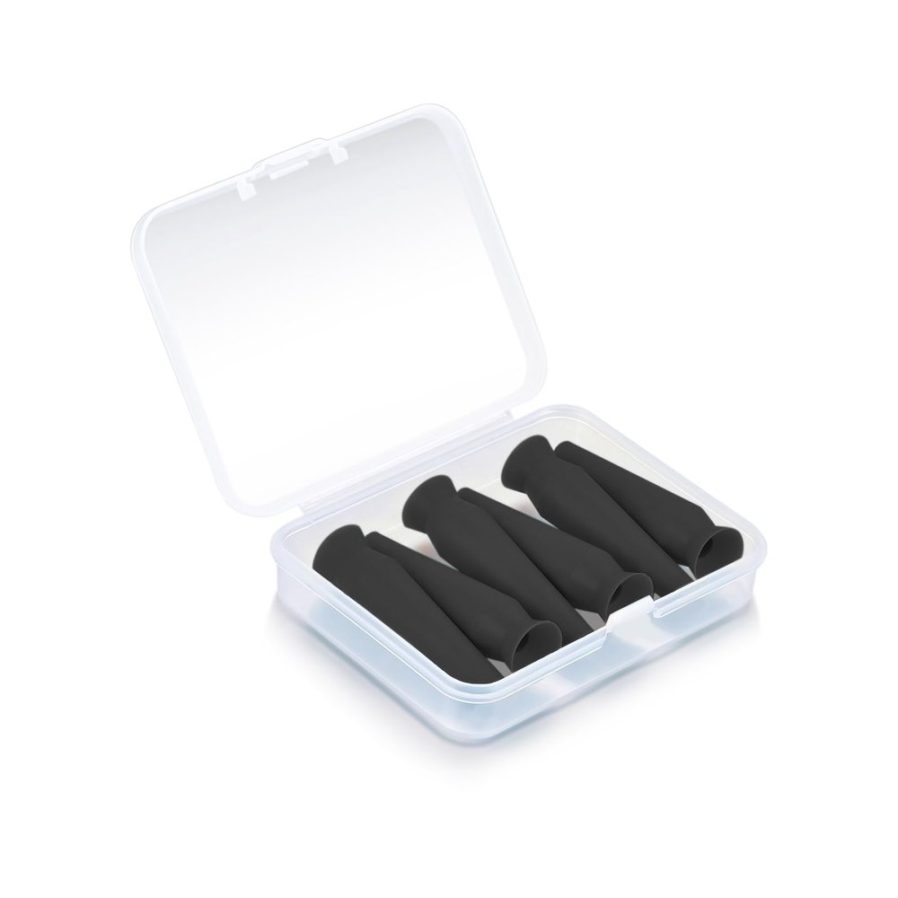 6-Pack Vented Scleral Lens Inserter, Black Contact Lens Applicator Tool for Hard, RGP & Scleral Lenses, BPA-Free Silicone, Easy Lens Insertion for Prosthetic Eyes, Includes Travel Case