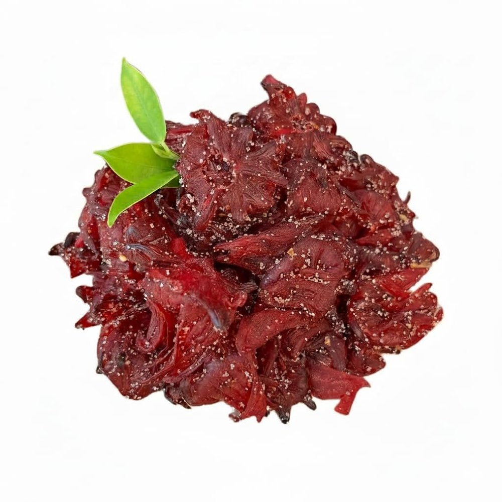 Premium Spicy Dried Roselle - Chili & Sea Salt Infused Hibiscus Fruit Snack, Tangy & Sweet Soft-Dried Calyx Slices, Zesty Gourmet Tropical Treats 200g