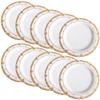 MUCKLILY 10pcs White Plastic Plates with Gold Decorative Rim 7.5 Inch Disposable Dinner Plates for Party Cake Serving Elegant Food Holders for Wedding and Events view 1