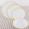 MUCKLILY 10pcs White Plastic Plates with Gold Decorative Rim 7.5 Inch Disposable Dinner Plates for Party Cake Serving Elegant Food Holders for Wedding and Events view 3