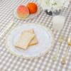 MUCKLILY 10pcs White Plastic Plates with Gold Decorative Rim 7.5 Inch Disposable Dinner Plates for Party Cake Serving Elegant Food Holders for Wedding and Events view 4