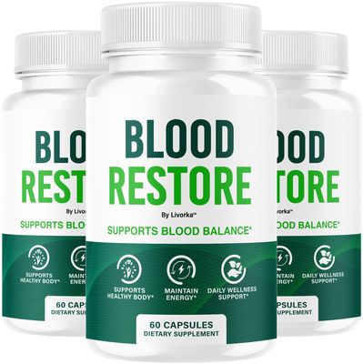 (3 Pack) Blood Restore Capsules - Official BloodRestore Support Supplement Balance Pills - Maximum Strength, Daily Premium Natural Multivitamin for Overall Health & Wellness, 180 Capsules for 3 Months