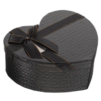 GARIOUANS Heart Shaped Box Medium 270x210x105mm Black Paper Wrapping Box for Valentine's Day Chocolates Flowers Packaging and Creative Birthday Present