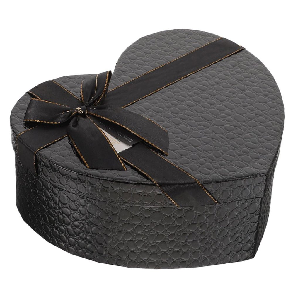 GARIOUANS Heart Shaped Box Medium 270x210x105mm Black Paper Wrapping Box for Valentine's Day Chocolates Flowers Packaging and Creative Birthday Present