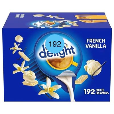 French Vanilla Coffee Creamer Singles, 192 Creamer Singles Included Great for Offices, Restaurants, Coffee, Bar, Gift and Homes+shipping in box with Sticker