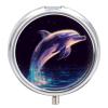 Glitter Dolphin Pill Box 3 Compartment Small Pill Case Travel Round Pill Box Portable for Pocket Or Purse Pill Organizer Pill Container Holder to Hold Vitamins view 1