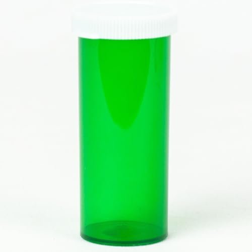Princeton Plastic Containers Snap Cap Plastic Pill Bottles - Easy Open Snap Cap - Pill Container Prescription Vial (Green, 8 DRAM 500 ct.)