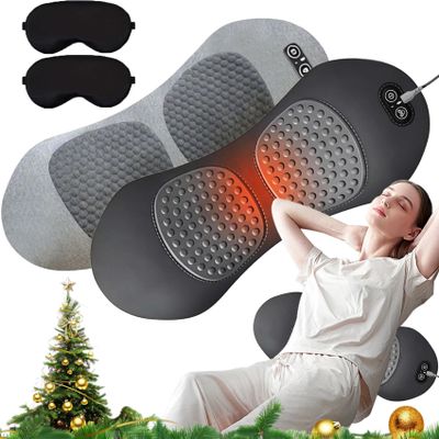3 in 1 Back Therapy 2026 Upgraded Back Massager Triple Fusion Back Massager with Traction Vibration & Heat Portable Core Relief Electric Massage Cushion for Neck