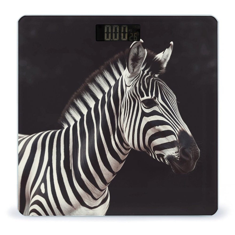 Animal Zebra Bathroom Scale Weight Scale for Body Weight,Highly Accurate Digital Weighing Machine Clear LED Display Digital Bathroom Body Scale 400lb/182kg