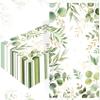 100 Pcs Greenery Paper Napkins Eucalyptus Paper Napkins Disposable Hand Towels for Bathroom Green Papers Guest Towels Decorative Dinner Napkins for Bridal Baby Shower Wedding Birthday Spring Party view 1