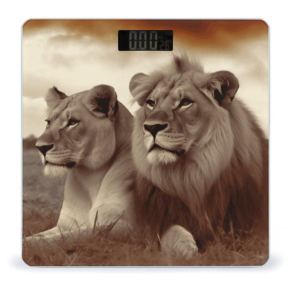 African Lion and Lioness Bathroom Scale Weight Scale for Body Weight,Highly Accurate Digital Weighing Machine Clear LED Display Digital Bathroom Body Scale 400lb/182kg